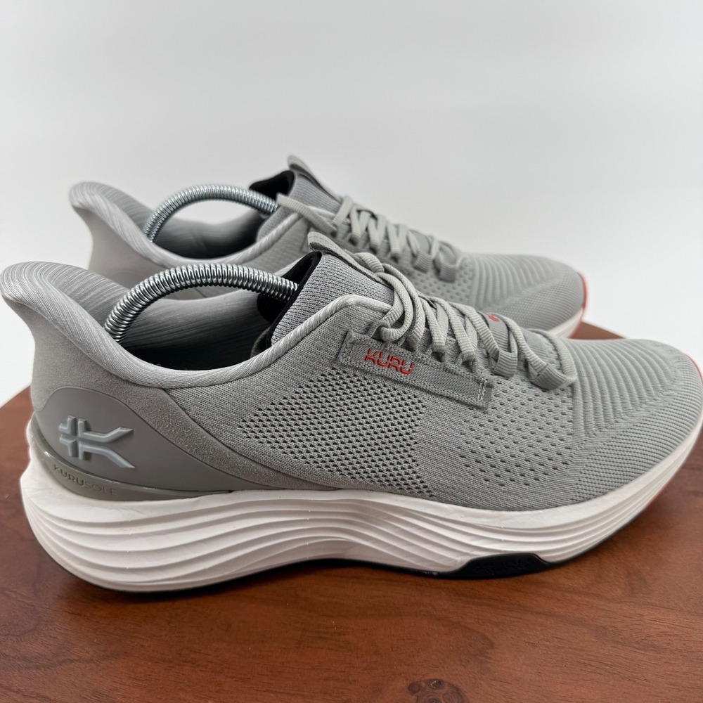 KURU Atom Mens 11 Medium‎ Grey Knit Mesh Performance Athletic Running Shoes